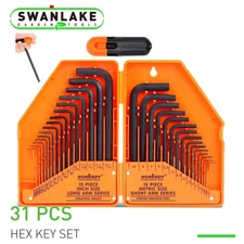 Allen Wrench Hex Key Set 31PC SAE METRIC Long Short Arm with Case FREE SHIP NEW