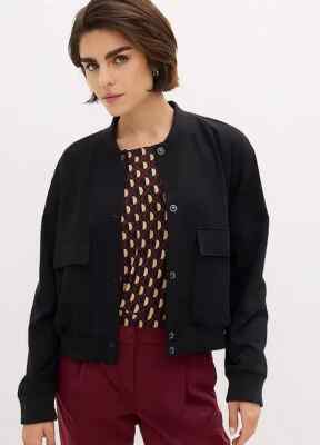 FREEMANS Schwarze Bomberjacke Blazer Damen UK 14 Langarm (fm172-7)