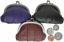 Genuine Leather Change Purse Coin Ladies Wallet Purse Mini Framed Coin Case NEW