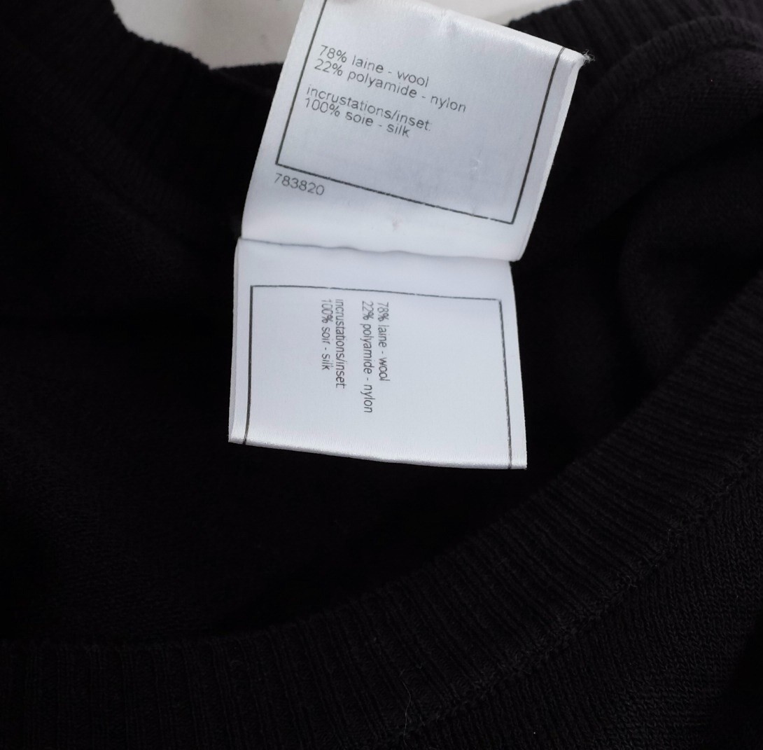 08A Chanel 38 US 6 sweater top black attached white cuffs | eBay