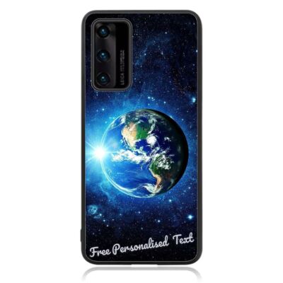Personalised Text Back Case For Huawei Phone Series - Planet Earth Galaxy Theme