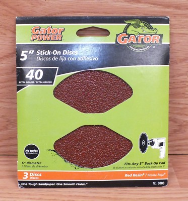 1 Pack of 3 Gator Power (3003) 5'' (inch) 40 Extra Coarse Stick on Discs **NOS** 