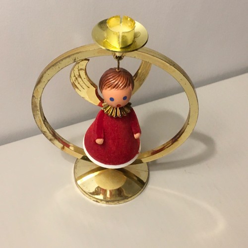 Mini candelabro vintage de plástico dorado para ángel de Navidad de Alemania - Imagen 5 de 13