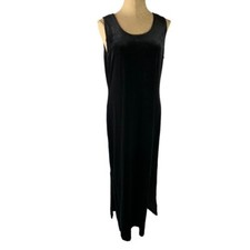 14 Ronni Nicole by Ouida Black Velour Maxi Dress Sleeveless Vintage Y2K Stretch