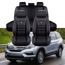 For Honda Pilot 2003-2024 Car 5 Seat Covers Pu Leather Front Rear Back Cushion