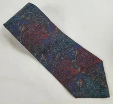 Perry Ellis Portfolio Abstract Bird Pattern Pattern Silk Neck Tie -TIES DESIGNER