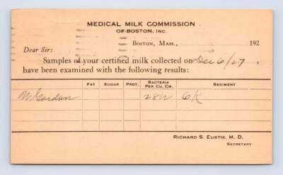 Medical Milk Commission BOSTON Dairy Walker Garden Farm Charles River 1927