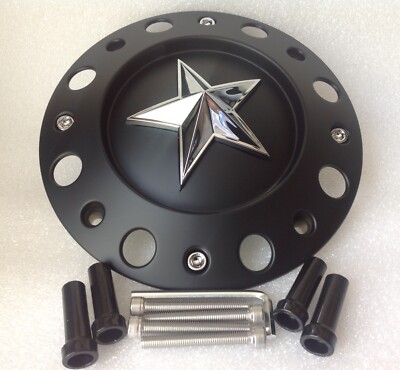 XD Series XD775 Rockstar REAR DUALLY Black Center Cap 16x6 17x6 Rims w/Bolts