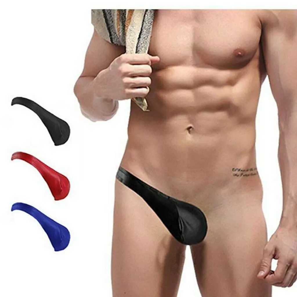 Sexy Half Thong Bulge Pouch Underwear Men One Side Jockstrap Briefs Bikini Thong