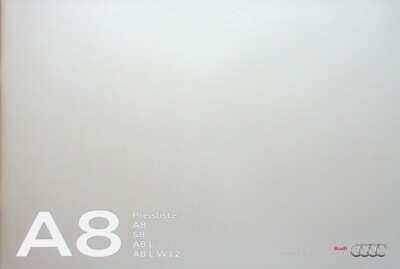 299891) Audi A8 + L + W12 + S8 - Preisliste & Extras - Prospekt 11/2013