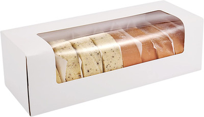 24-Pack 12'' X 4'' X 3.5'' Roll Cake Boxes, Loaf Pumpkin Roll Boxes, White Bakery B