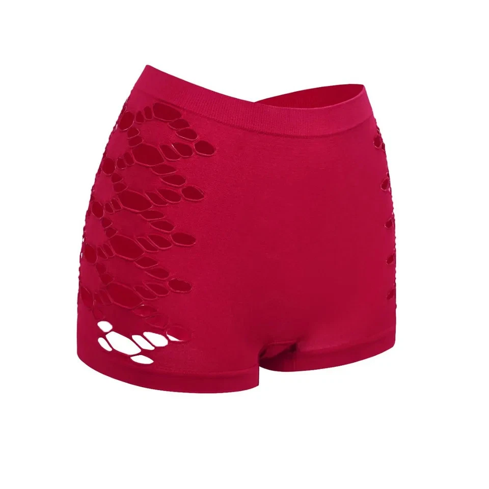 1 par de bragas cortas para niños para mujer de punto hueco cintura media ropa interior cómoda Foto 2 de 4