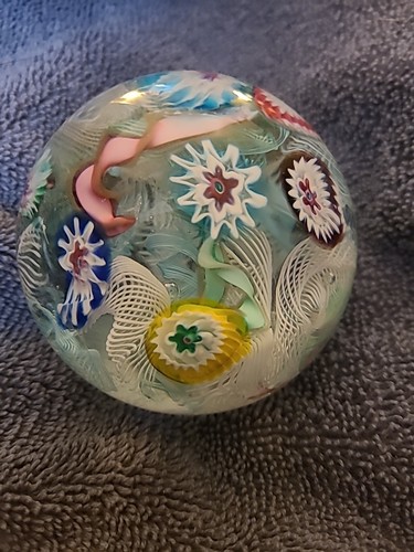 Murano Fratelli Toso Latticino Millefiori Glass Paperweight - Picture 3 of 8