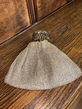 Vintage Expandable Silver Evening Purse Handbag Clutch Or Pouch With Chain Strap