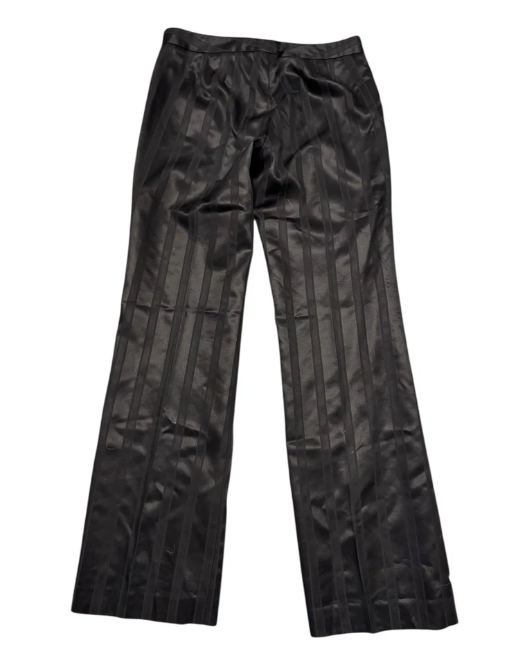 Pantalón Magaschoni Mujer Lana Seda Negro Satén Tiro Alto Rayas Pierna Recta Talla 8 Foto 2 de 4