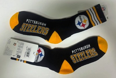 One Pair Pittsburgh Steelers 4 Stripe Deuce Socks - Large 10 to 13 NFL Licensed