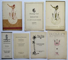c1930s LOT of 7 MATSON LINE LOS ANGELES STEAMSHIP CO PASSENGER LIST s& PROGRAM s