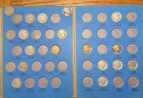 Buffalo Nickel Book with Some good dates- Condition is Poor to Good