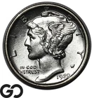 1920-D Mercury Dime, FULL Split Bands, RARE This Nice, Choice BU++ FSB Key Date!