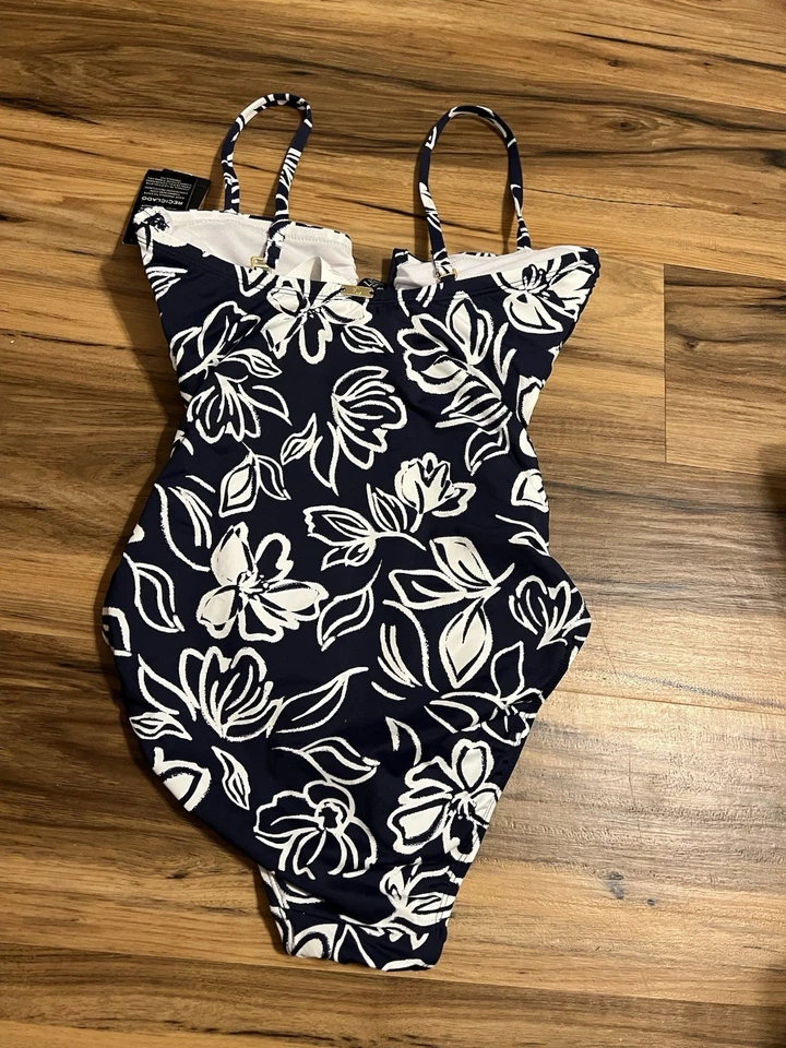Traje de baño Lauren Ralph Lauren U-Wire de una pieza - Allora floral azul marino/blanco 6 Foto 4 de 4