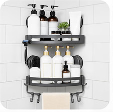 Corner Shower Caddy Suction Cup Shower Shelf Corner No Drilling Bathroom Shower