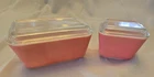 Vintage Pyrex Flamingo Pink Refrigerator Dishes 501 & 502 w Lids Good Condition