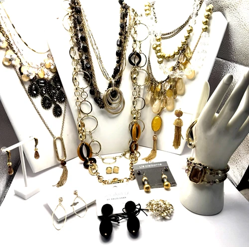 2+ lb. Vintage Modern ALL Gold Tone Designer Costume Jewelry Lot