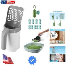 Cat Litter Scooper with Holder, Cat Litter Shovel with Waste Can and Refill 1...