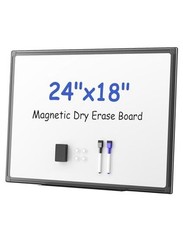 Black Aluminum Magnetic White Board 24" x 18" with Dry 24"W x 18"H Black-1pcs
