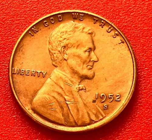 1952-S Lincoln Wheat Cent Penny GEM RD BU From an Original Bank Roll