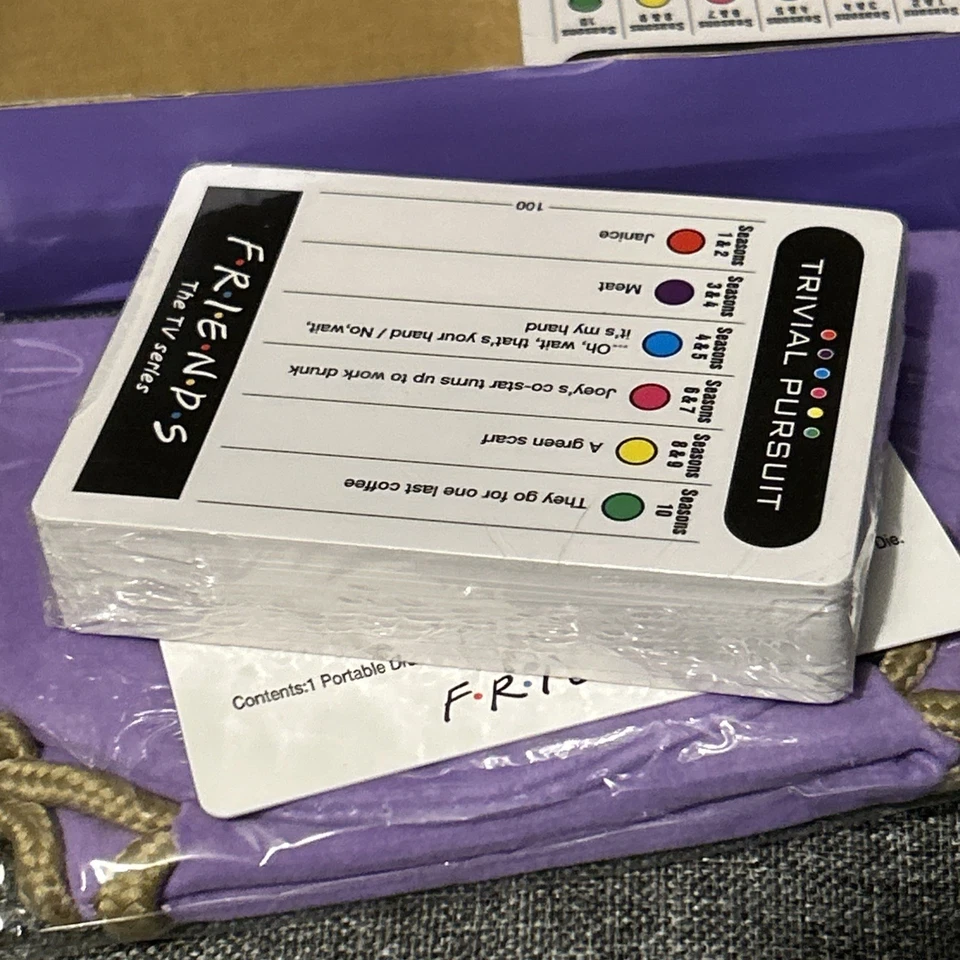 Friends TV Show Trivia Quiz Card Game with 600 Questions Portable Drawstring Bag - Image 4 of 4