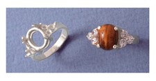  10x8 or 12x10mm Oval Cab Sterling Silver Six Accented Ring Setting Size 6.5