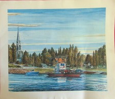 Artist Ben Babelawsky - print Ottawa- quyon fery Crossing the Otawa