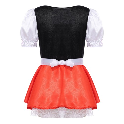 Kids Girls Bavarian Oktoberfest Costume Maid Dirndl Dress Cosplay Dress Up - Picture 9 of 36