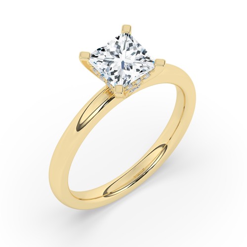 Princess Solitaire Labgrown Diamond Engagement Ring 18k Yellow Gold 1.10Ct - Picture 16 of 22