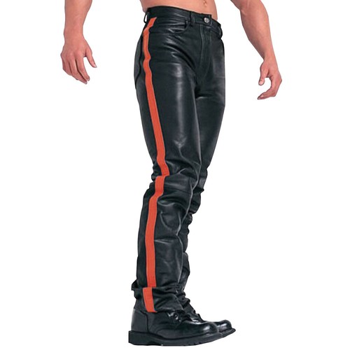 Men's Real Genuine Black Leather Biker 