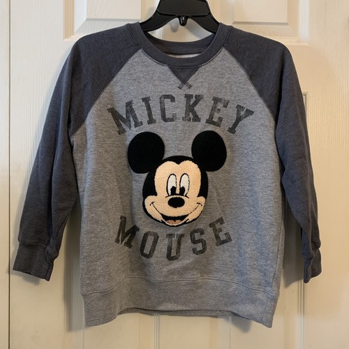 Disney Sweatshirt Mickey Mouse Pullover Large Boys Gray Colorblock Crewneck Top