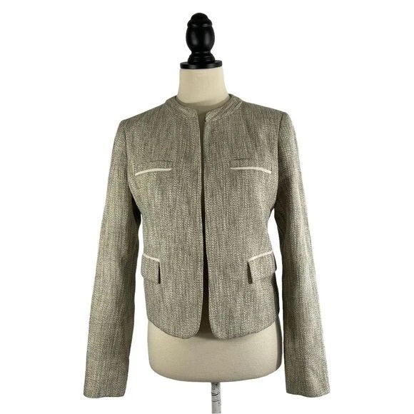 Reiss Jasminda Blazer Cream Green Tweed Jacket Open Front, Size S | eBay