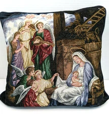 Southern Home Accents Christmas Pillow With Nativity Scene 17" x 17" Black