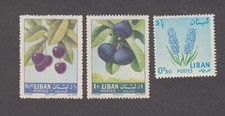 LEBANON 1962-64. Flora. Sweet Cherry, Fig, Hyacinth. Sc 392-3, 418 MNH