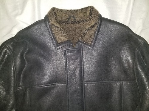 Black Mill Valley leather sheepskin shearling size 48 - Picture 3 of 12