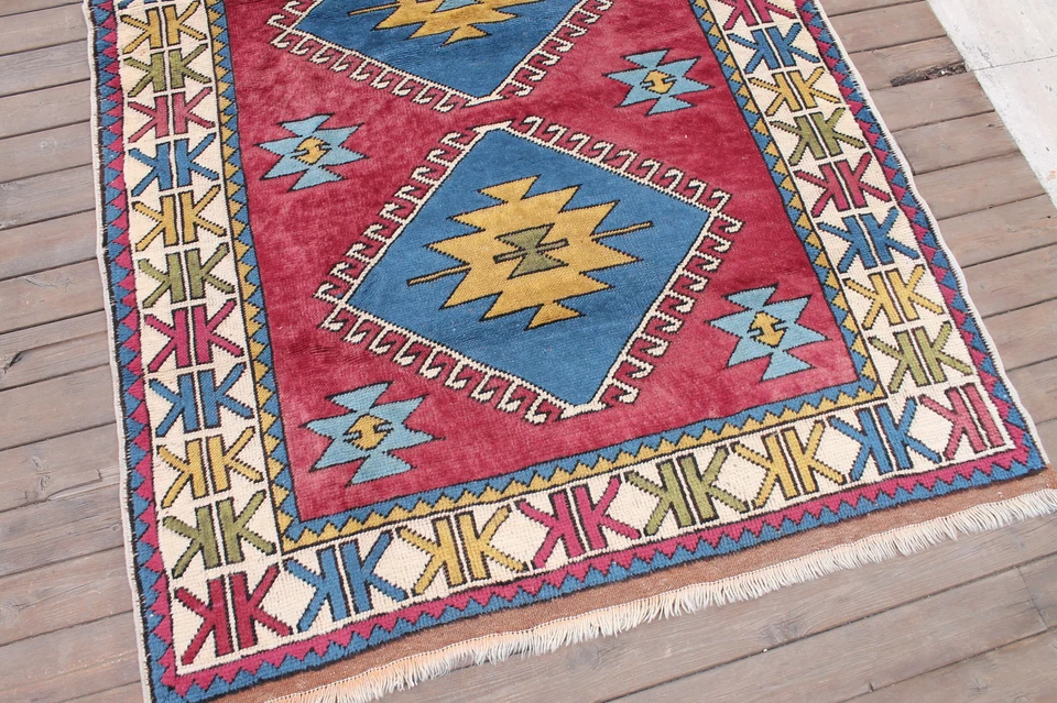 Alfombra turca 52''x87'' tejida a mano alfombra Kars 133x222cm alfombra de lana alfombra de diseño moderno Foto 3 de 4