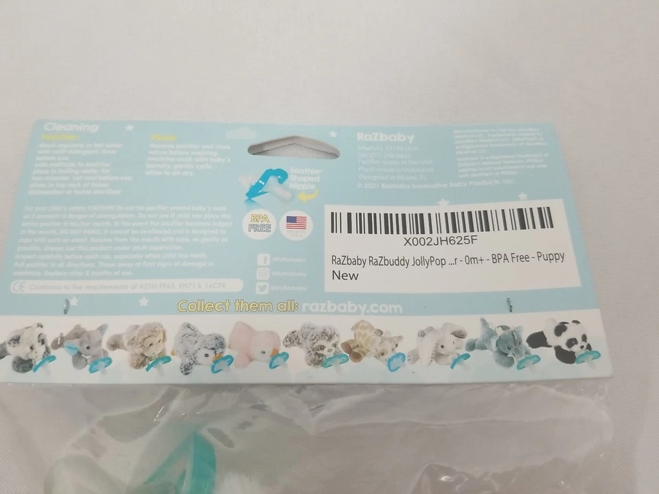 Soporte para chupete desmontable RaZbaby RaZ-Buddy JollyPop Paci - gris/blanco cachorro Foto 4 de 4