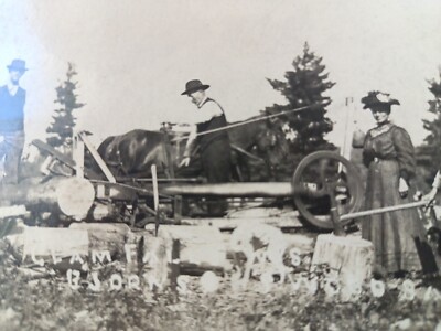  RPPC. Bjornson Family. Early Wood Saw. Horse,  Oregon.  1910 -20's (A35)