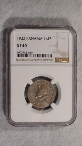 1932 PANAMA NGC XF40 ONE QUARTER BALBOA CIRCULATED 1/4B Coin BUY IT NOW!