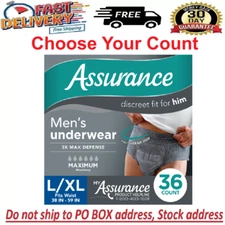 Assurance Men's Incontinence Underwear, L/XL, Maximum Absorbency