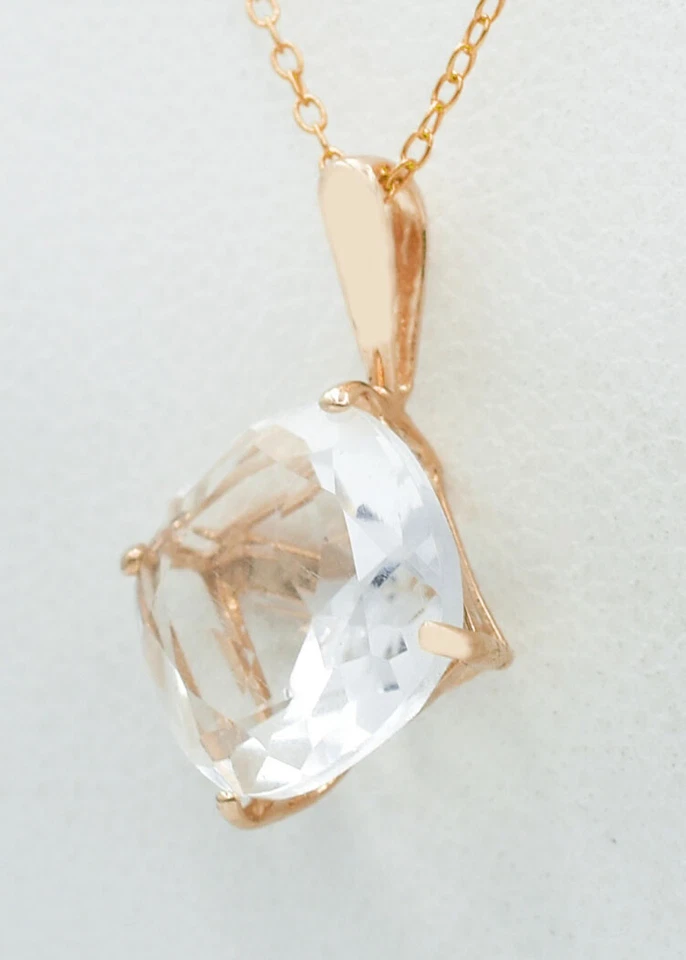 COLGANTE ZAFIRO BLANCO GENUINO 3,44 quilates oro rosa 14K - Valoración gratuita - Nuevo con etiquetas Foto 4 de 4