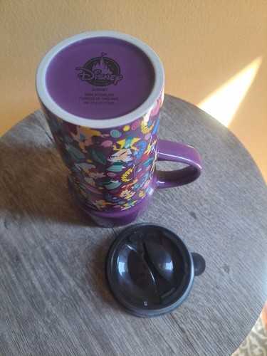 Disney Store Alice in Wonderland Purple Ceramic Travel Coffee Mug w/Lid - Picture 2 of 2