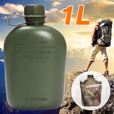Military Stainless Steel Canteen 1L//1.2L// With Green Cover Hot Hiking Camping