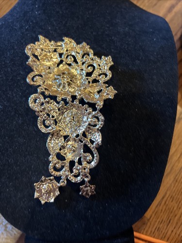 Vintage estate huge almost 6 inch crystal pin Brooch - Picture 5 of 7